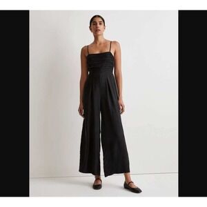 Madewell Silky Ruched Black Jumpsuit Size 6